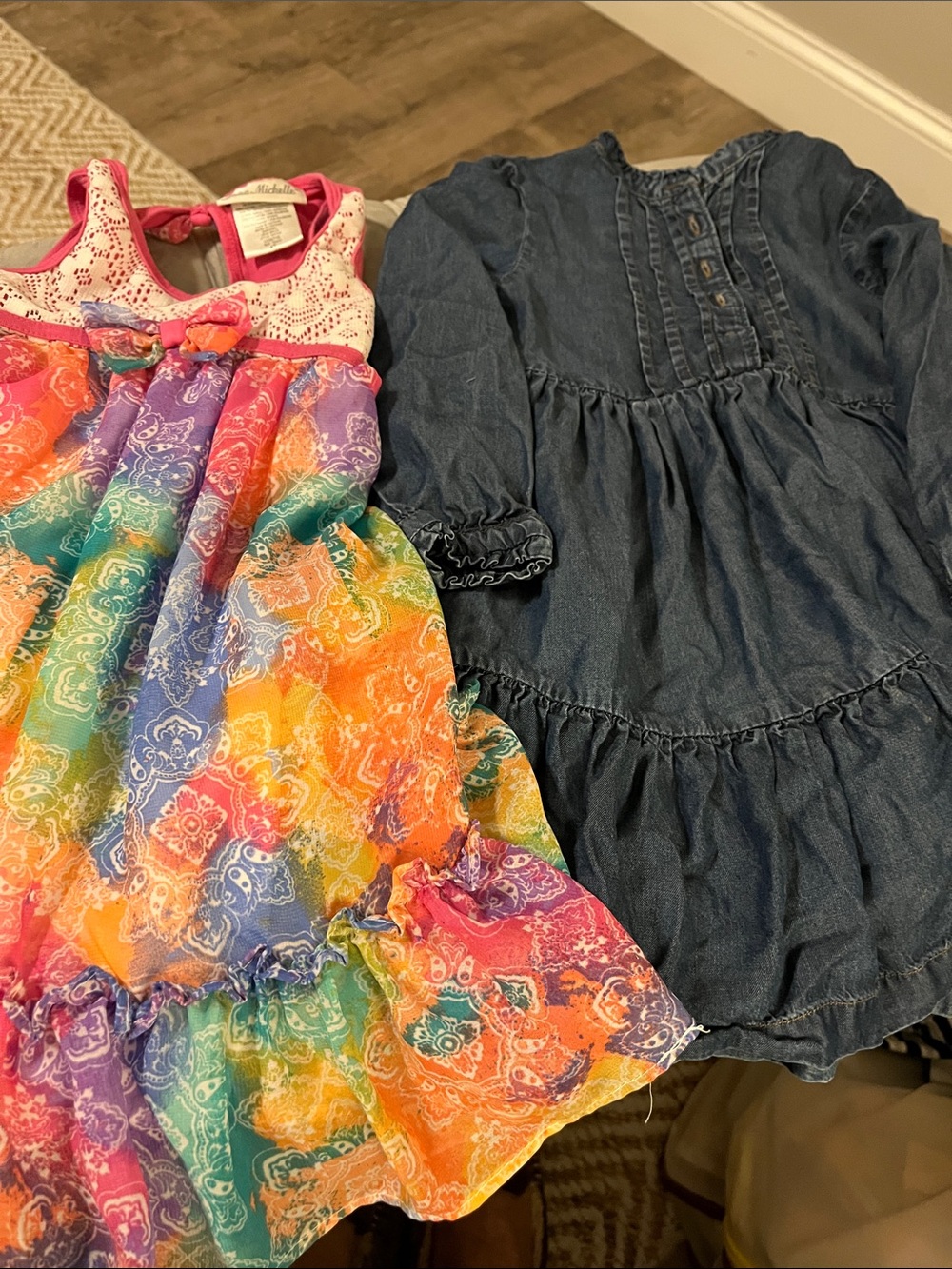 Girls lot of 2 Mayoral Navy Dress size 3 and Rsinbow print Jona Michelle